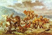 Eugene Delacroix Lowenjagd Germany oil painting artist